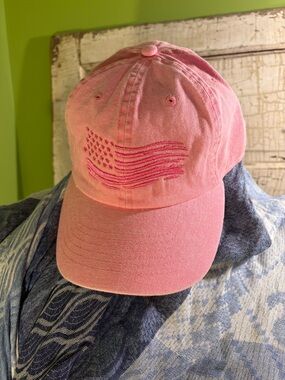Pink Newhattan Baseball Cap with Embroidered Flag